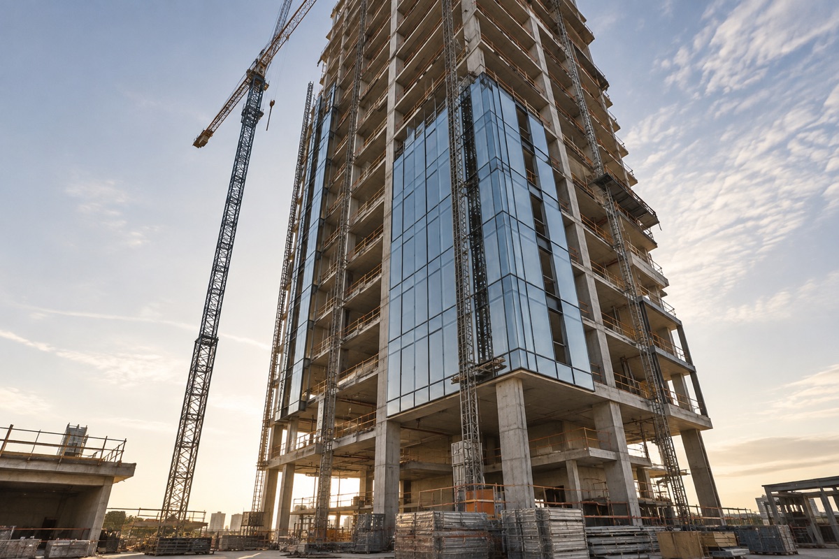 Illustrative high-rise building under construction.